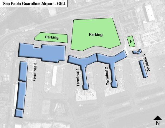 Guarulhos, سائو پائولو فرودگاه بین المللی ترمینال نقشه